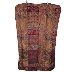 Croscill Patchwork Burgundy Brown Paisley Quilted Large Pillow Shams Corded Trim